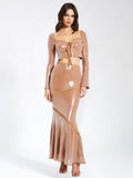GONNA LUNGA CON PAILLETTES NUDE ODALIS 