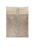 LAINEY GOLD SATIN SEQUIN PEARL BEADED MAXI DRESS