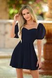 Mini abito con maniche a sbuffo Chloe - Blu navy