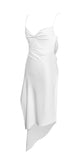 ABITO MIDI DRAPPEGGIATO IN RASO BIANCO