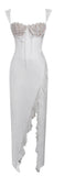 ROBE CORSET MAXI EN SATIN ET DENTELLE BLANCHE