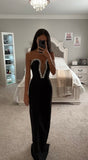 ROBE LONGUE ORNÉE DE CRISTAUX NOIRS