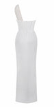 ROBE EN SATIN À MAILLE DE CRISTAL BLANC ÉCARLATE