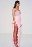 ROBE LONGUE CORSET EN DENTELLE ROSE JULIA