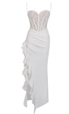 ABITO LUNGO CON CORSETTO IN PIZZO BIANCO JULIA