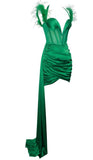 MINI ABITO DRAPPEGGIATO CON CORSETTO IN RASO SMERALDO WILMA