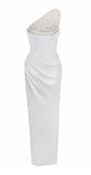 ROBE EN SATIN À MAILLE DE CRISTAL BLANC ÉCARLATE