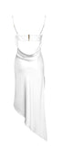 ABITO MIDI DRAPPEGGIATO IN RASO BIANCO