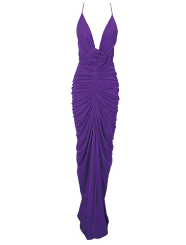 Gina Purple Deep V Backless Maxi Dress XXS Gina Purple Deep V Backless Maxi Dress XXS