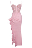 ROBE LONGUE CORSET EN DENTELLE ROSE JULIA
