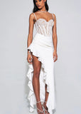 ABITO LUNGO CON CORSETTO IN PIZZO BIANCO JULIA