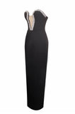 ROBE LONGUE ORNÉE DE CRISTAUX NOIRS