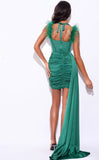 MINI ABITO DRAPPEGGIATO CON CORSETTO IN RASO SMERALDO WILMA