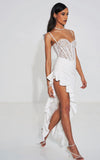 ABITO LUNGO CON CORSETTO IN PIZZO BIANCO JULIA
