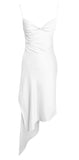 ABITO MIDI DRAPPEGGIATO IN RASO BIANCO