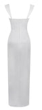 ROBE CORSET MAXI EN SATIN ET DENTELLE BLANCHE