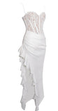 ABITO LUNGO CON CORSETTO IN PIZZO BIANCO JULIA