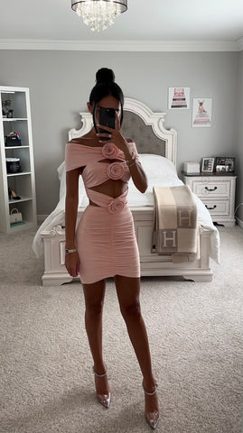 CYANEE MINI ABITO CON SPALLE SCOPERTE PEACH