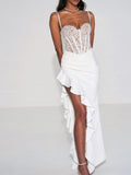 ABITO LUNGO CON CORSETTO IN PIZZO BIANCO JULIA