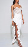 ABITO LUNGO CON CORSETTO IN PIZZO BIANCO JULIA