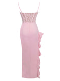 ROBE LONGUE CORSET EN DENTELLE ROSE JULIA