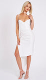 ABITO MIDI DRAPPEGGIATO IN RASO BIANCO