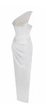 ROBE EN SATIN À MAILLE DE CRISTAL BLANC ÉCARLATE