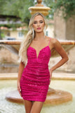 Emma Sequin Mini Dress - Fuchsia