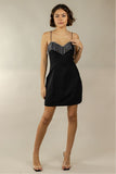 ROBE MINI À BRETELLES FINES ET À FRANGES EN STRASS