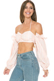 TOP A MANICHE LUNGHE CON SPALLE SCOPERTE