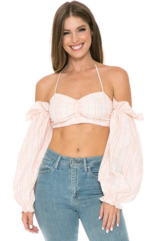 TOP A MANICHE LUNGHE CON SPALLE SCOPERTE