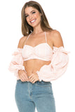 TOP A MANICHE LUNGHE CON SPALLE SCOPERTE