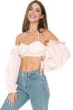 TOP A MANICHE LUNGHE CON SPALLE SCOPERTE