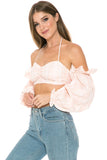 TOP A MANICHE LUNGHE CON SPALLE SCOPERTE