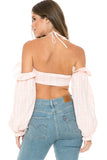 TOP A MANICHE LUNGHE CON SPALLE SCOPERTE