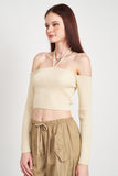 TOP IN MAGLIA CORTA CON SPALLE SCOPERTE