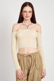 TOP IN MAGLIA CORTA CON SPALLE SCOPERTE