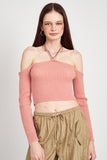 TOP IN MAGLIA CORTA CON SPALLE SCOPERTE