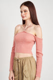 TOP IN MAGLIA CORTA CON SPALLE SCOPERTE