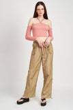 TOP IN MAGLIA CORTA CON SPALLE SCOPERTE
