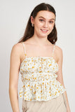 TOP CORTO CON CAMICIA STAMPATA