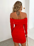 MINI ABITO CON SPALLE SCOPERTE IN RETE GLITTERATA