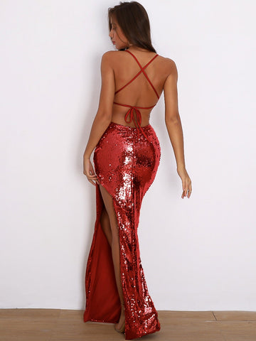 SEQUIN BACKLESS MAXI DRESS SHOP DDMINE SEQUIN BACKLESS MAXI DRESS SHOP DDMINE