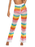 CUT OUT CONTRAST HIGH WAIST SWIM COVER UP PANTS