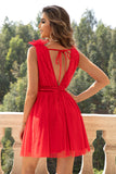 ROBE MINI EN MAILLE SANS MANCHES DOS OUVERT