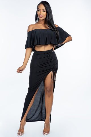 OFF SHOULDER TWO PIECE MAXI SET