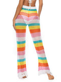 CUT OUT CONTRAST HIGH WAIST SWIM COVER UP PANTS