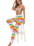 CUT OUT CONTRAST HIGH WAIST SWIM COVER UP PANTS