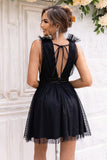 ROBE MINI EN MAILLE SANS MANCHES DOS OUVERT