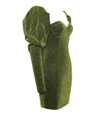 MINI ABITO VERDE METALLIZZATO CON SPALLE A SBUFFO
